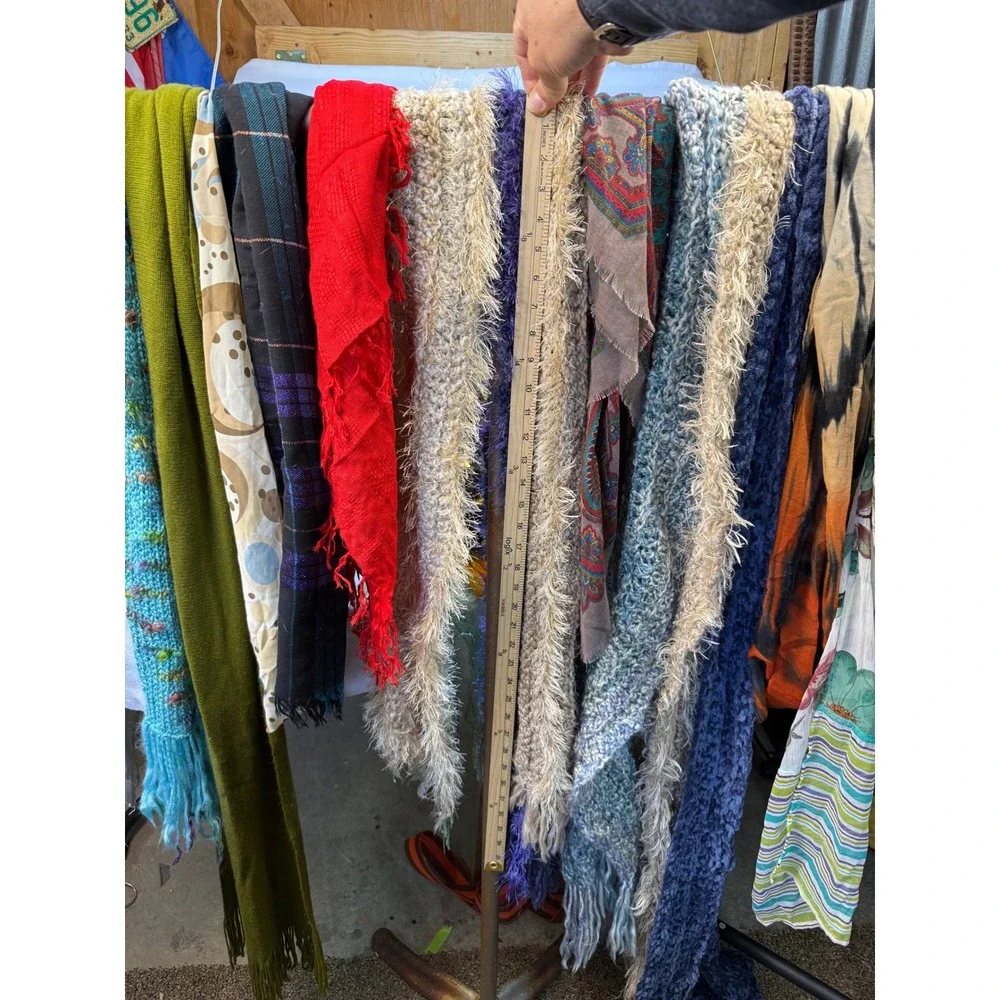 LOT of 14 total scarves, Cotton, Kashmir,‎ Silk different lengths